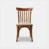 Silla Malinche de madera para eventos. Asiento tapizado con tela o vinipiel, ideal para interiores y áreas techadas.