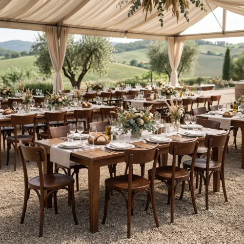 Silla Noback de madera para eventos. Estructura de madera con asiento tambor.