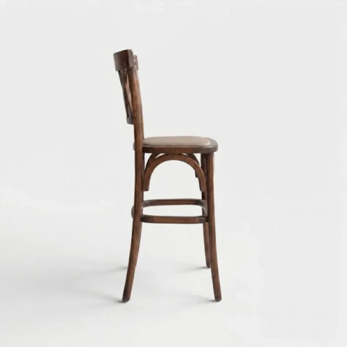 Banco Twoback de madera para barra, estructura de madera con asiento tapizado en tela o vinipiel.