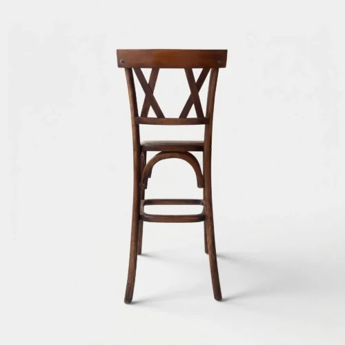Banco Twoback de madera para barra, estructura de madera con asiento tapizado en tela o vinipiel.