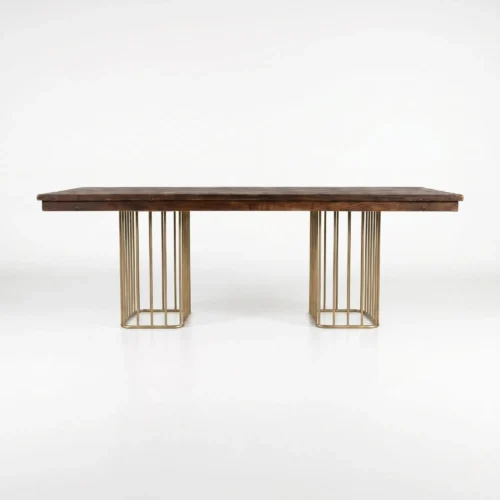 Mesa Mica de madera para eventos. Cubierta rectangular en madera de pino para 8 o 10 comensales.