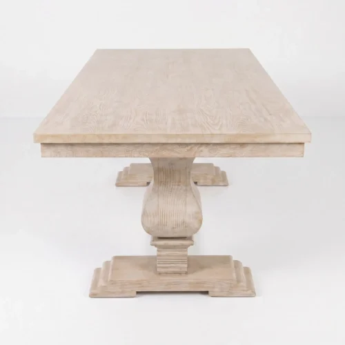 Mesa Pata de Elefante de madera para eventos. Cubierta rectangular en madera de pino para 8 o 10 comensales. Base en madera de pino.