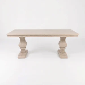 Mesa Pata de Elefante de madera para eventos. Cubierta rectangular en madera de pino para 8 o 10 comensales. Base en madera de pino.