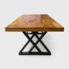 Mesa Rectangular de madera para evento, baso metálica doble x. Ideal para interiores.