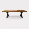 Mesa Rectangular de madera para evento, baso metálica doble x. Ideal para interiores.