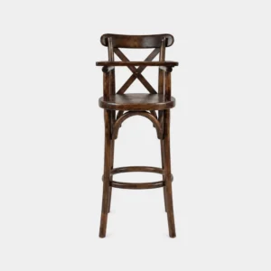 Silla Periquera Crossback de madera para niños. Respaldo cruceta en X, asiento tambor.
