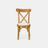 Silla Crossback Infantil de madera de pino para eventos y banquetes. Respaldo en cruceta en X con asiento tapizado.