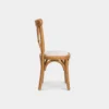 Silla Crossback Infantil de madera de pino para eventos y banquetes. Respaldo en cruceta en X con asiento tapizado.