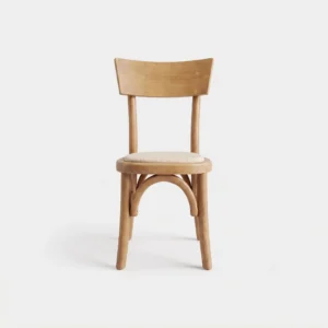 Silla Noback Infantil de madera de pino para eventos y banquetes. Respaldo de madera con asiento tapizado.